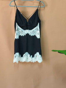 Manufacturing Sexy Black Floral Slip Dress Seide mit Schlitz für Damen in loser Schüttung