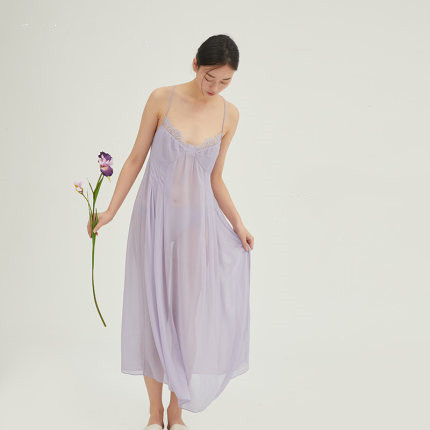  Damen sexy lange Seidensatin -Nachtdress für Nachtwäsche zu erschwinglichem Preis