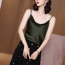 Custom und Großhandel Swing Collar Casual Mulberry Silk Green Elegent Cami für Frauen