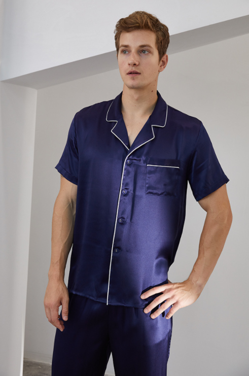 Personalisiertes Pyjama-Set aus 100 % Seide für Männer