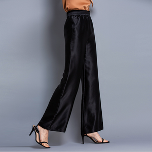 Großhandel Sporty Loose Wide Leg Fitting Maulbeerseide Hosen Hosen Outfit für Frauen