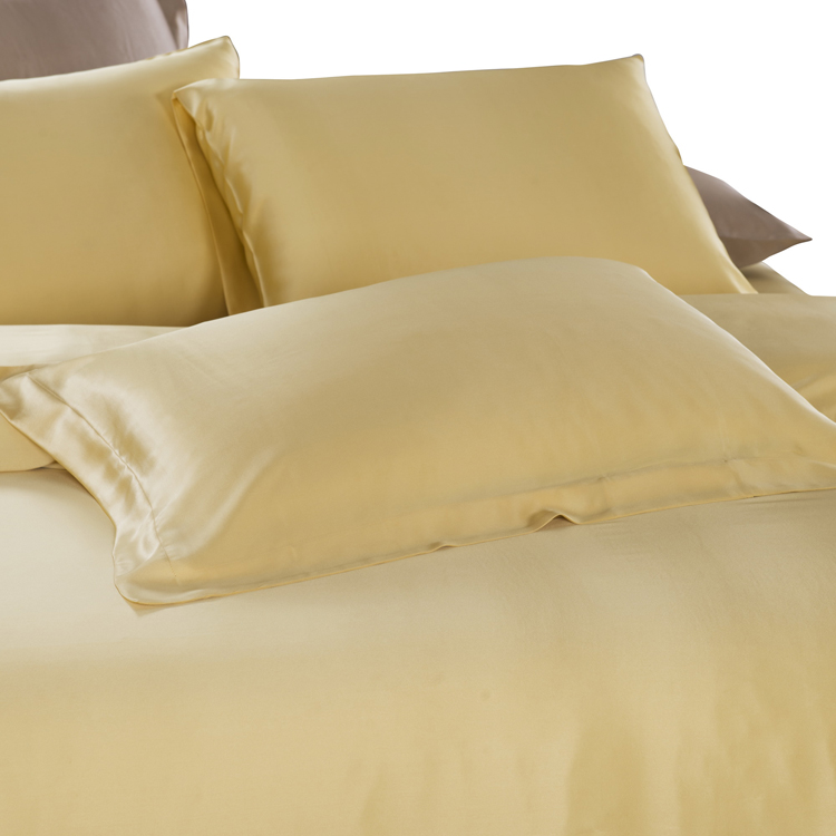 Kleines MOQ Custom Print 4 Stück Maulbeerseide Tagesdecke Bettwäsche-Set mit Bettbezug